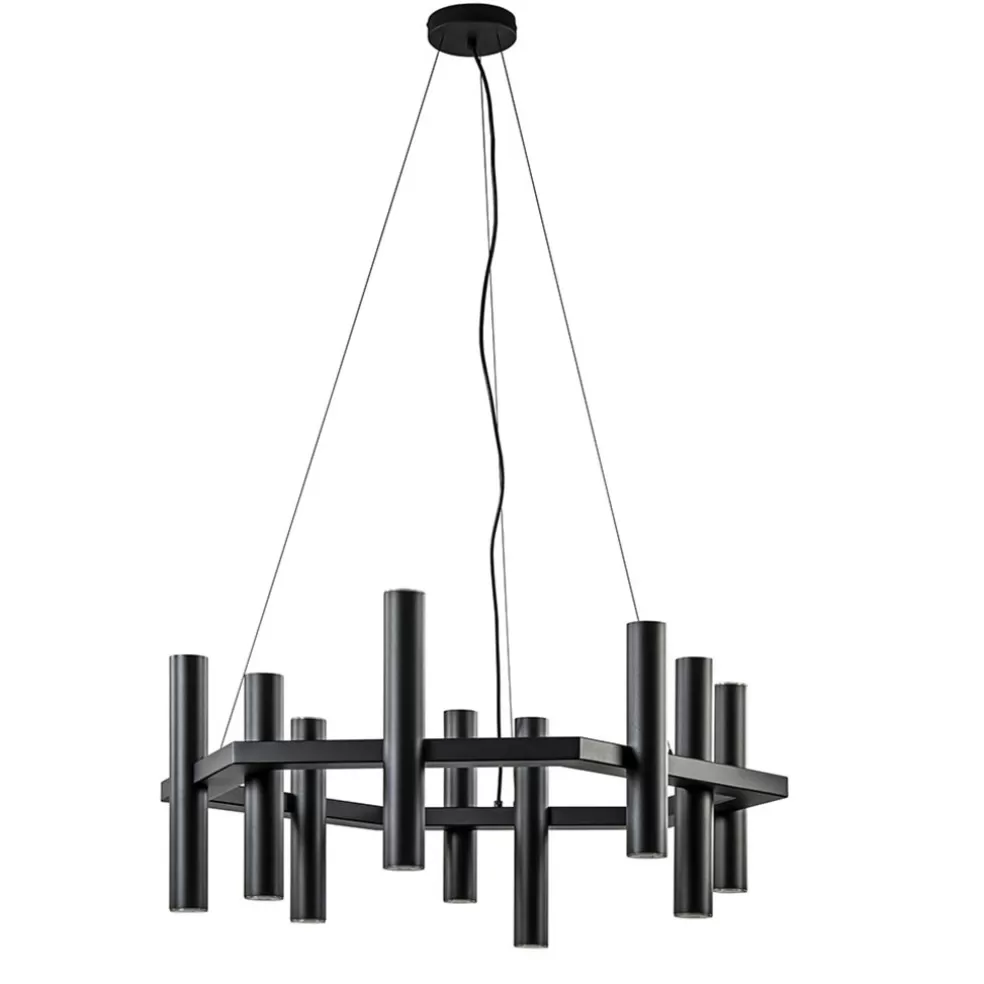 Discount Straluma 12-Lichts design hanglamp 6-hoekig mat zwart