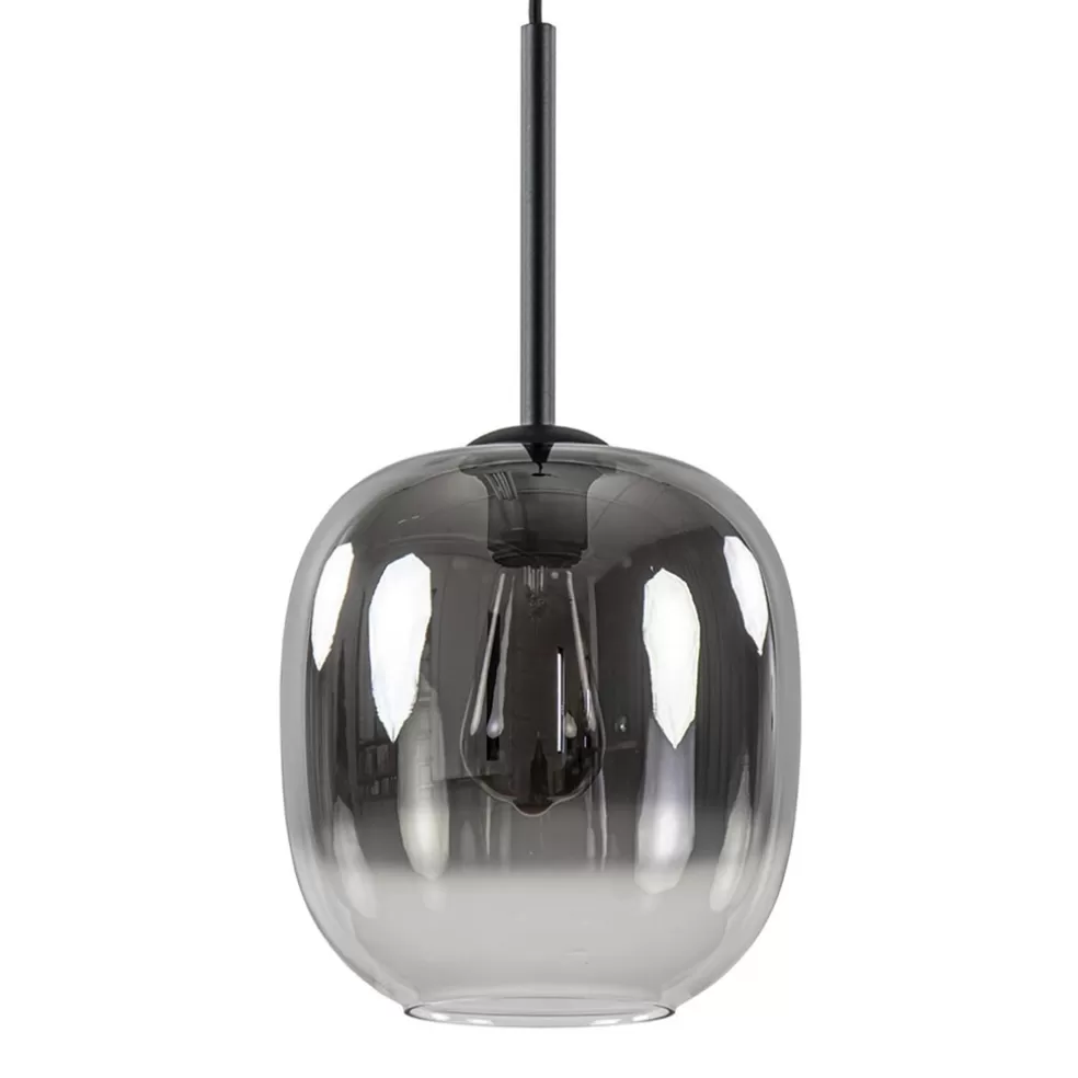 Discount Straluma 1-Lichts hanglamp zwart met smoke/helder glas