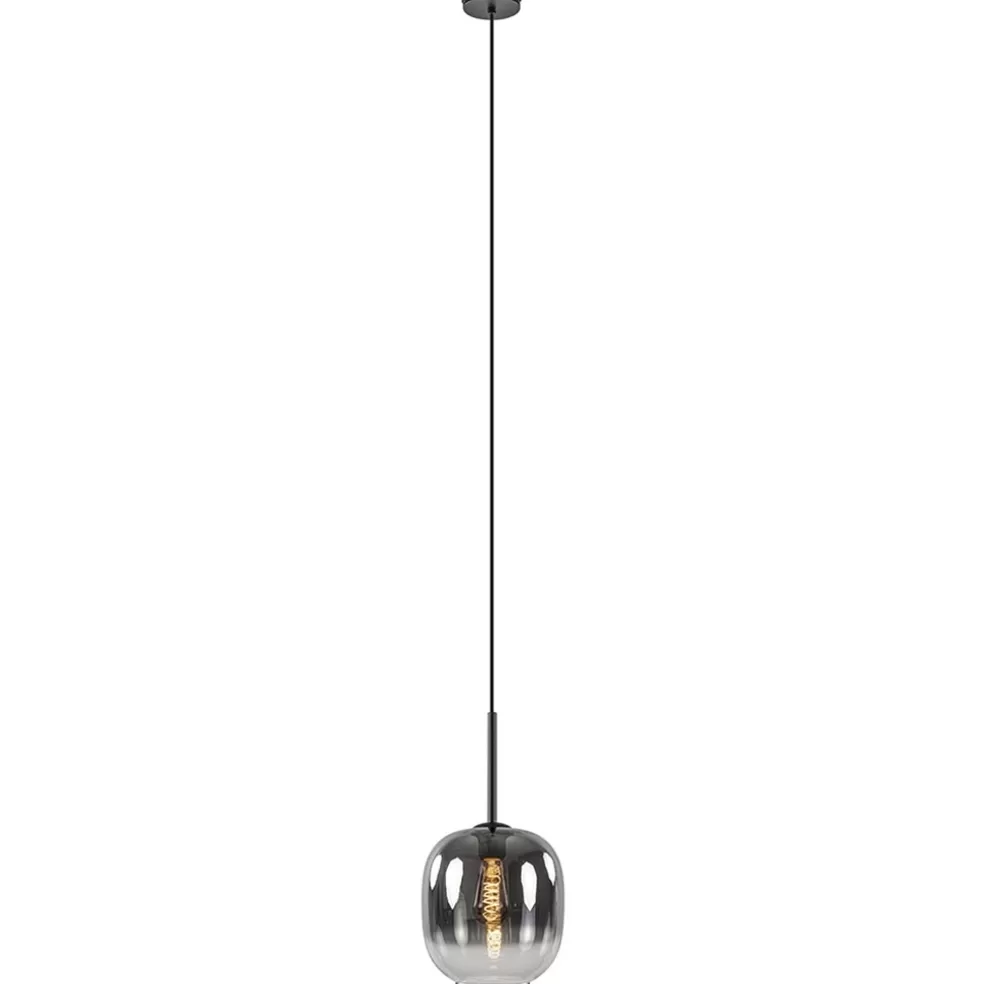 Discount Straluma 1-Lichts hanglamp zwart met smoke/helder glas