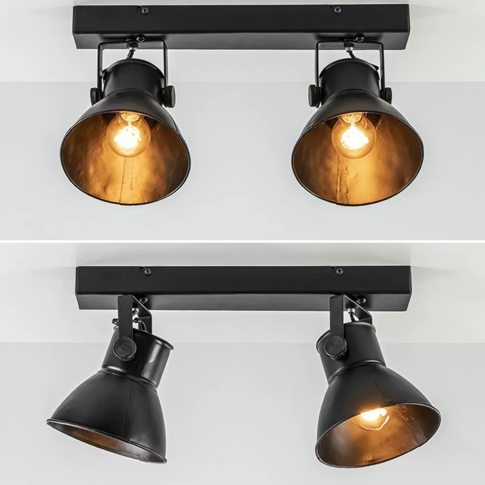 Outlet Straluma 2-Lichts metalen plafondlamp Eliano mat zwart