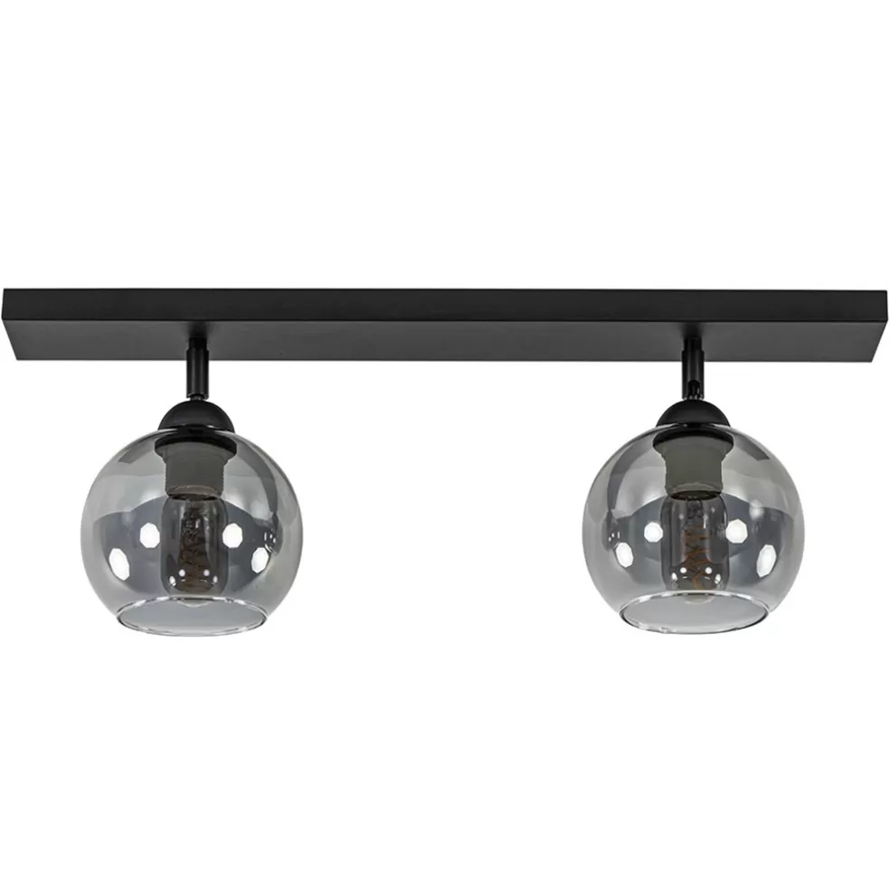 Online Straluma 2-Lichts plafondlamp smoke glas met zwart