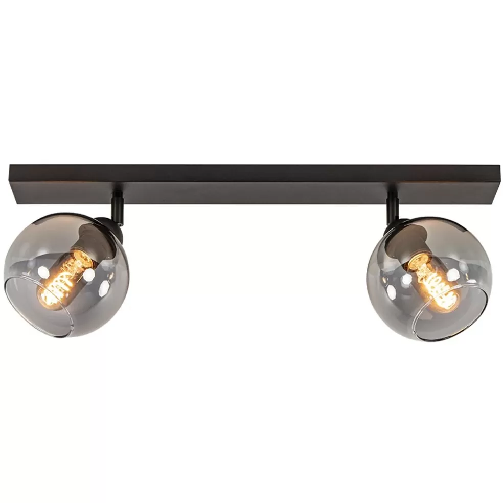 Online Straluma 2-Lichts plafondlamp smoke glas met zwart