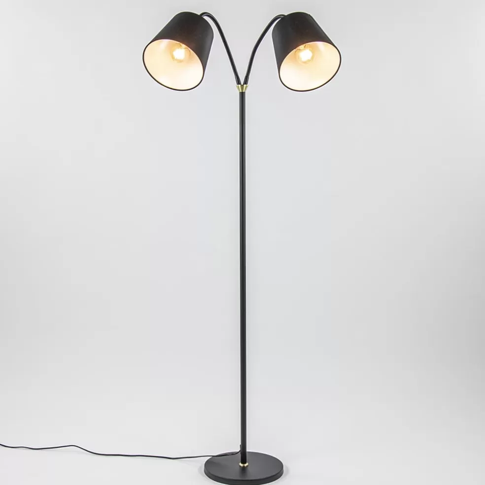 Sale Straluma 2-Lichts vloerlamp zwart/goud met flexibele armen