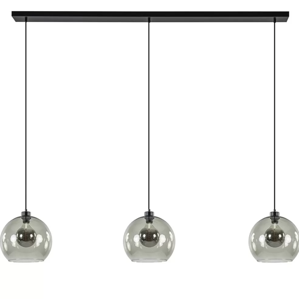 New Straluma 3-Lichts eettafelhanglamp met smoke glazen bollen