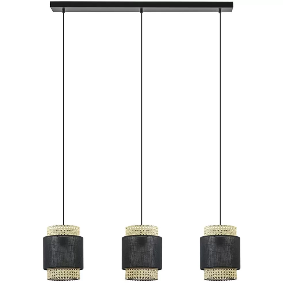 Outlet Straluma 3-Lichts eettafelhanglamp webbing met zwart