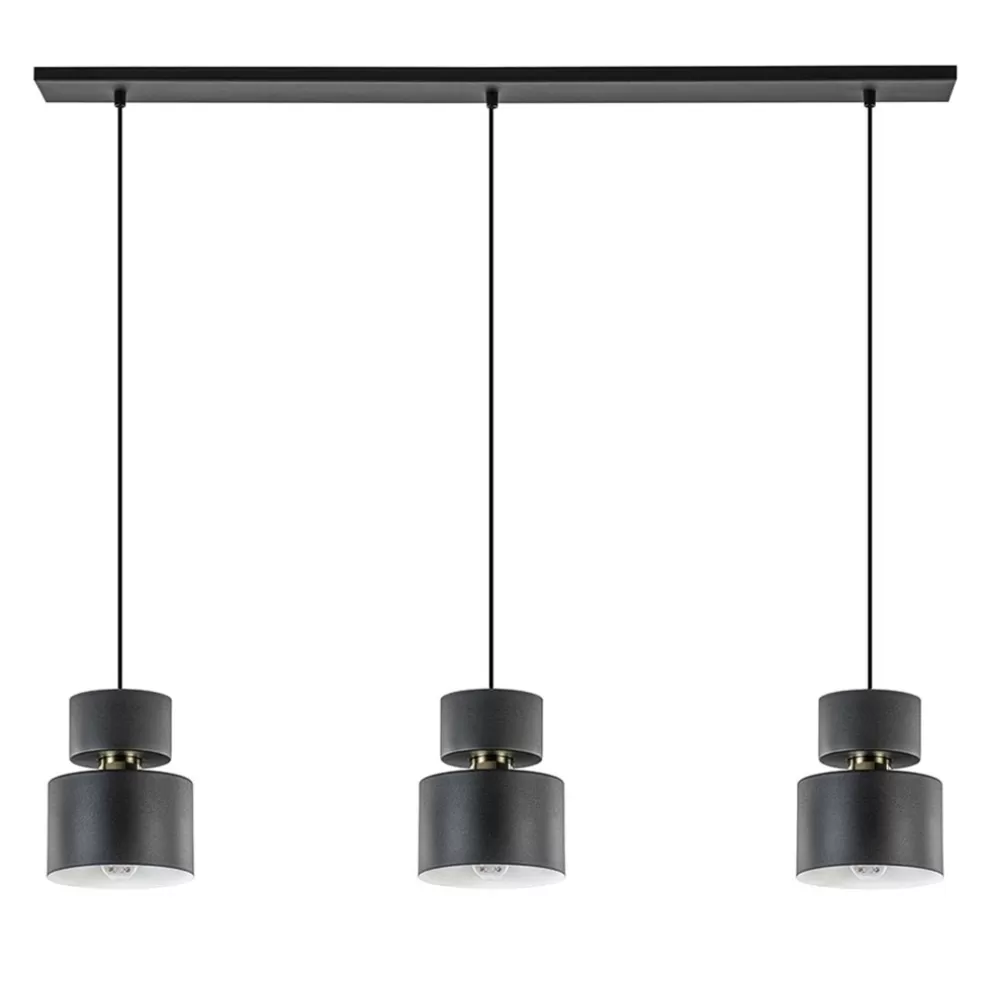 Hot Straluma 3-Lichts eettafelhanglamp zwart met goud accent