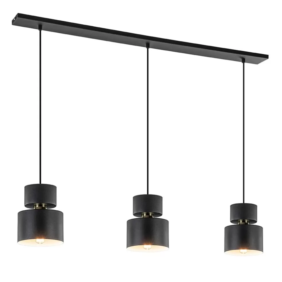 Hot Straluma 3-Lichts eettafelhanglamp zwart met goud accent