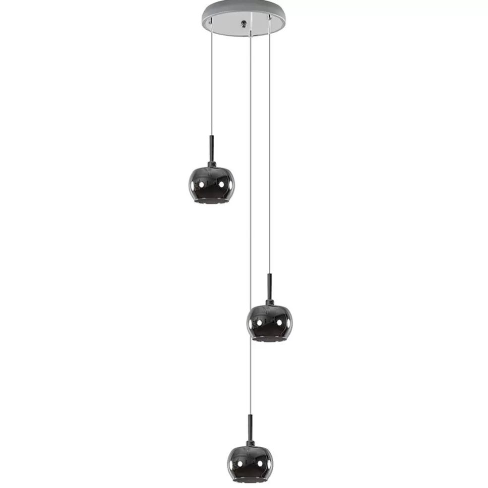 Cheap Straluma 3-Lichts hanglamp chroom met smokey glazen kappen