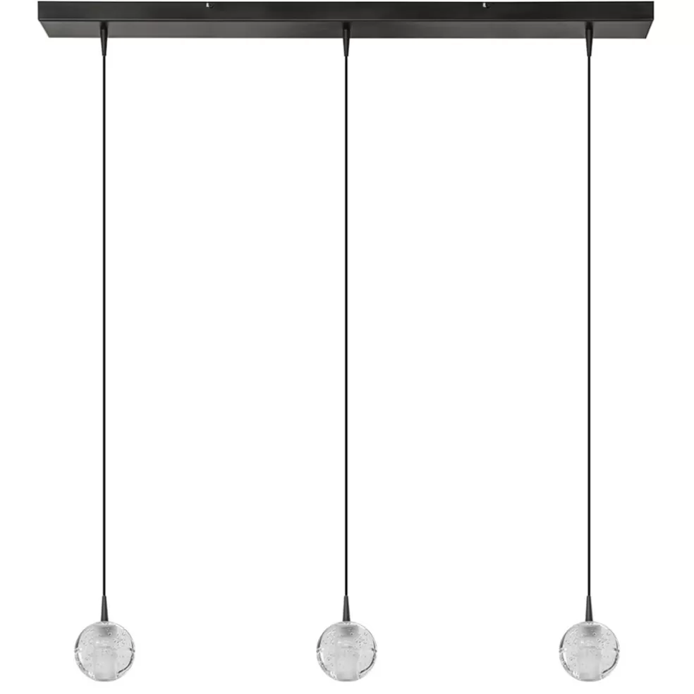 Clearance Straluma 3-Lichts hanglamp zwart met helder glazen bollen