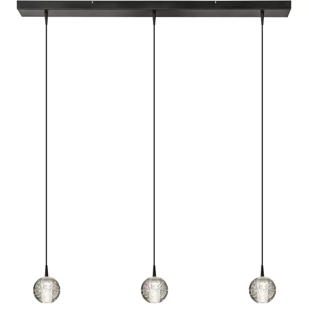 Clearance Straluma 3-Lichts hanglamp zwart met helder glazen bollen