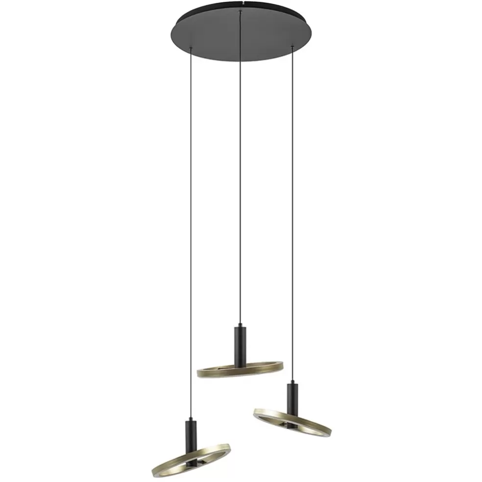 Cheap Straluma 3-Lichts LED hanglamp ringen rond zwart/goud dimbaar