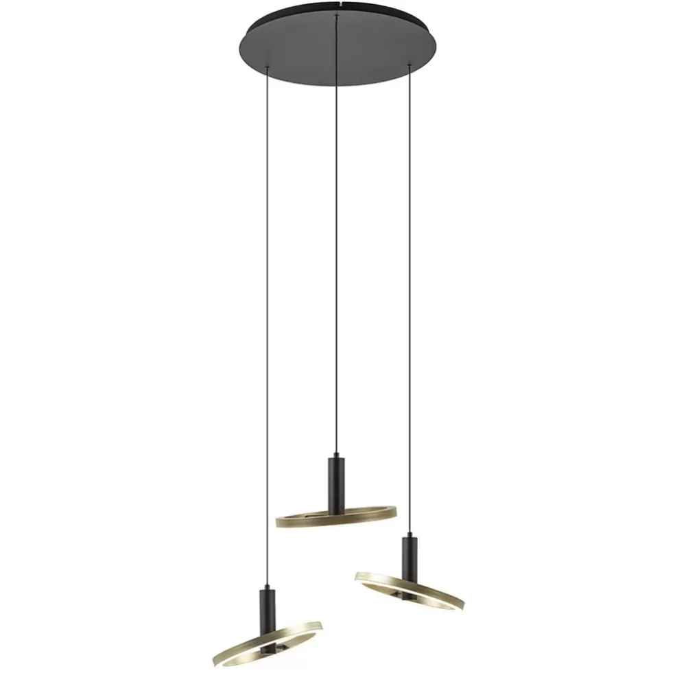 Cheap Straluma 3-Lichts LED hanglamp ringen rond zwart/goud dimbaar