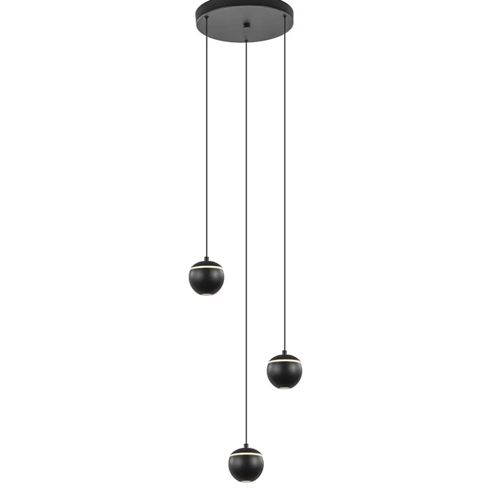 Cheap Straluma 3-Lichts ronde LED hanglamp bollen zwart met goud