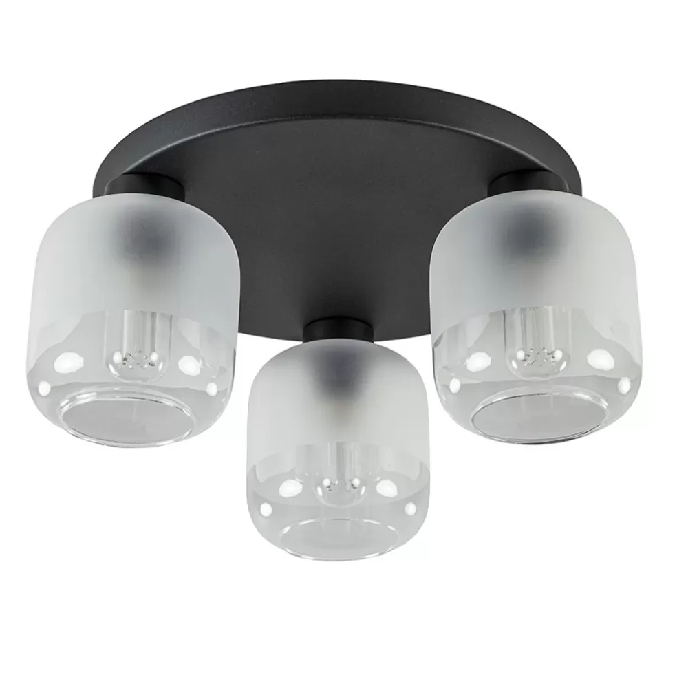 Flash Sale Straluma 3-Lichts ronde plafondlamp zwart met helder/mat glas