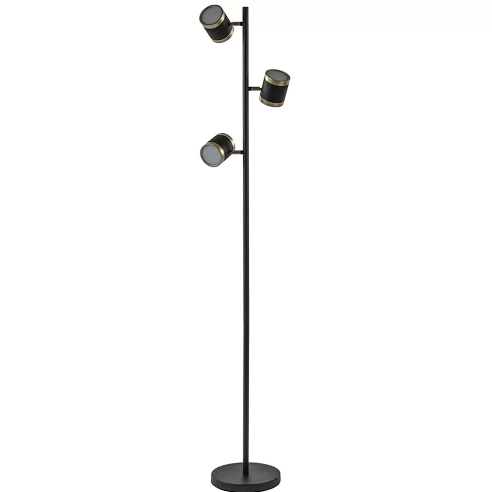 New Straluma 3-Lichts vloerlamp zwart/goud met dimbare spots