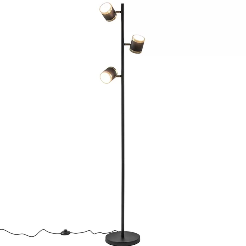 New Straluma 3-Lichts vloerlamp zwart/goud met dimbare spots