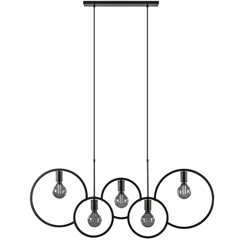 Outlet Straluma 5-Lichts eettafelhanglamp ringen mat zwart