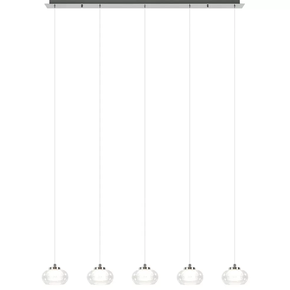 New Straluma 5-Lichts hanglamp chroom met helder glas en dimbaar LED