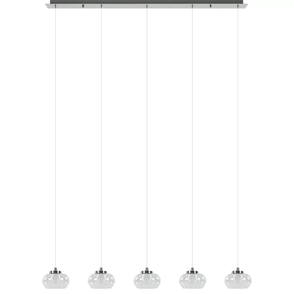 New Straluma 5-Lichts hanglamp chroom met helder glas en dimbaar LED