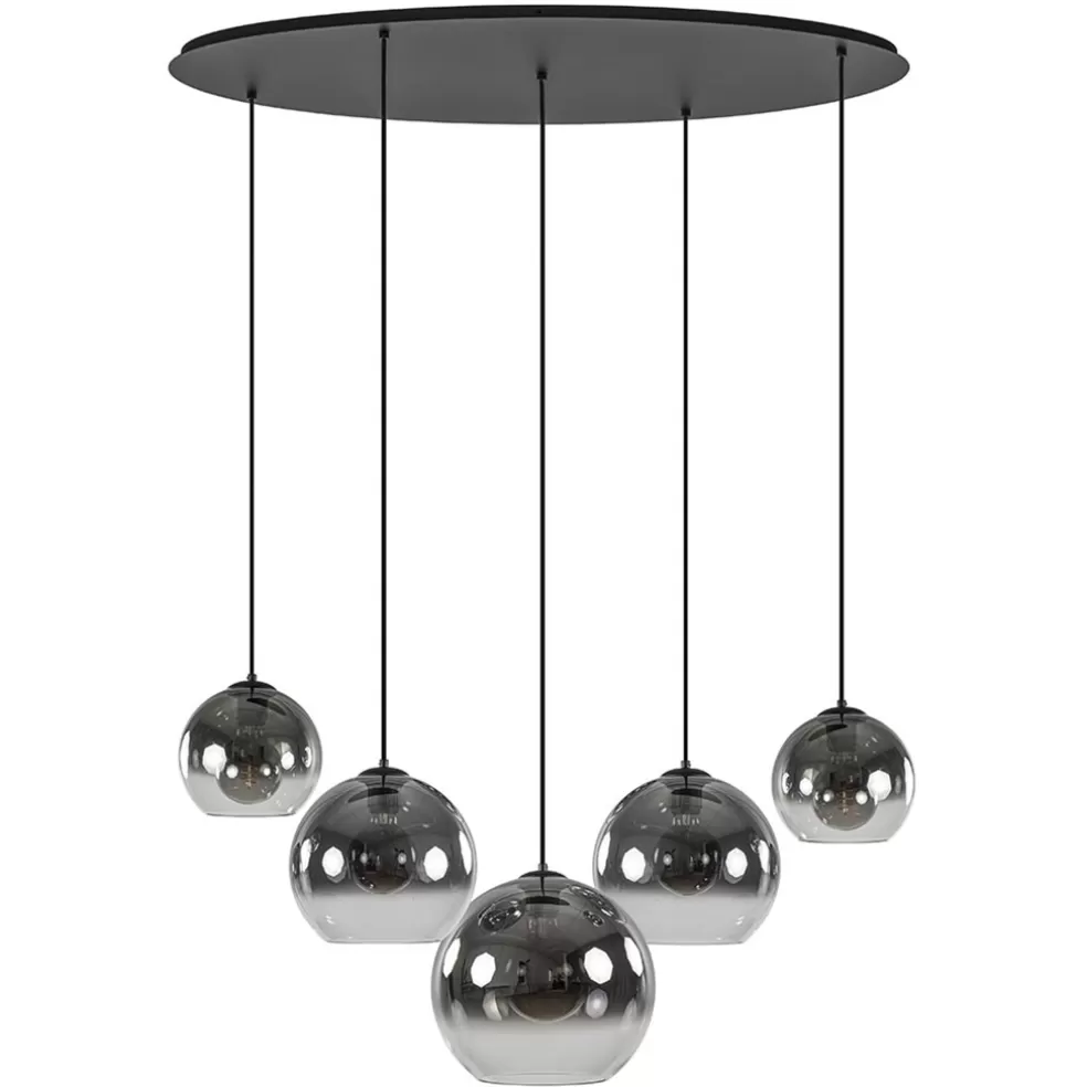 Flash Sale Straluma 5-Lichts hanglamp ovaal mat zwart met titanium glas