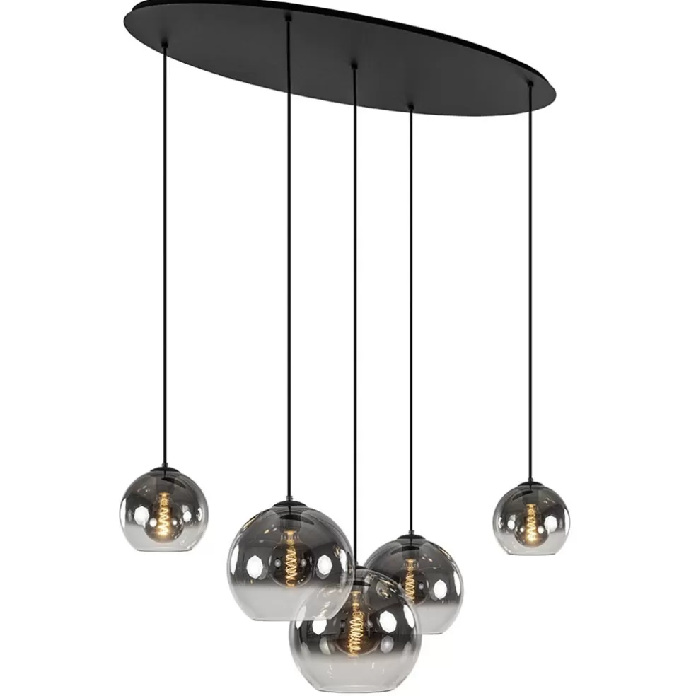 Flash Sale Straluma 5-Lichts hanglamp ovaal mat zwart met titanium glas