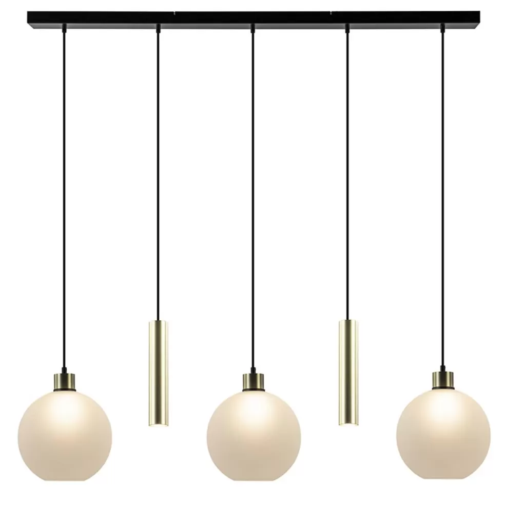 Cheap Straluma 5-Lichts hanglamp zwart-goud met opaal glas