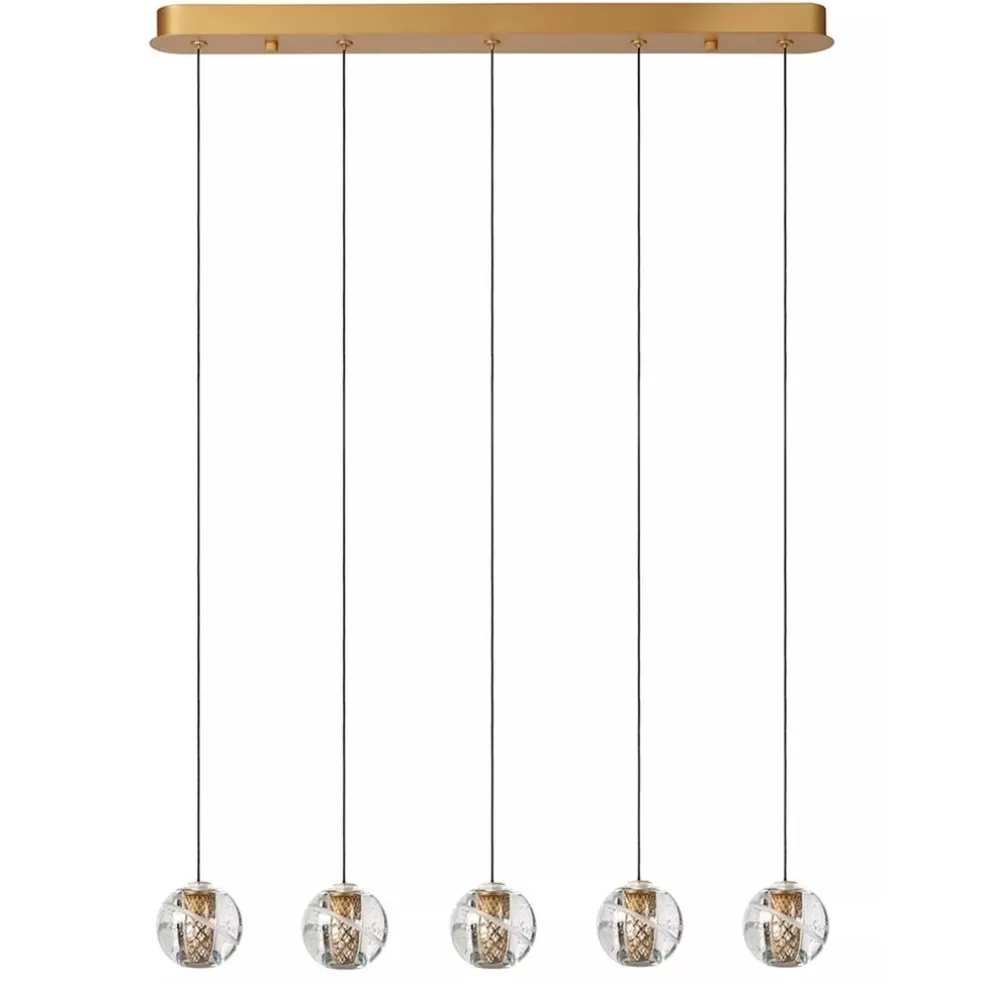 Best Straluma 5-Lichts LED eettafelhanglamp goud met glas