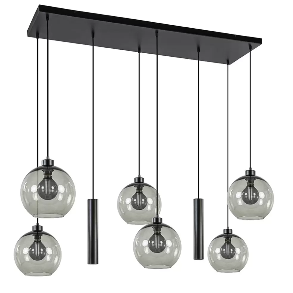 Discount Straluma 8-Lichts eettafelhanglamp smoke glas + GU10 spots