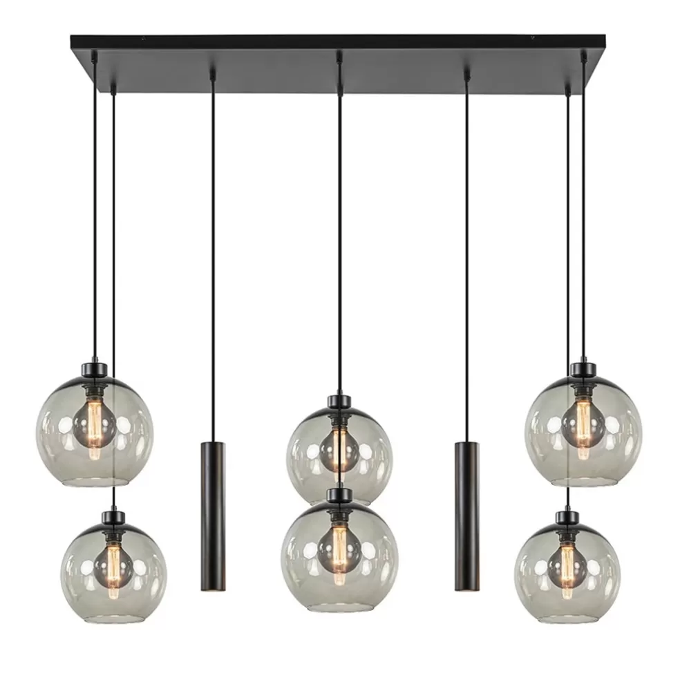 Discount Straluma 8-Lichts eettafelhanglamp smoke glas + GU10 spots