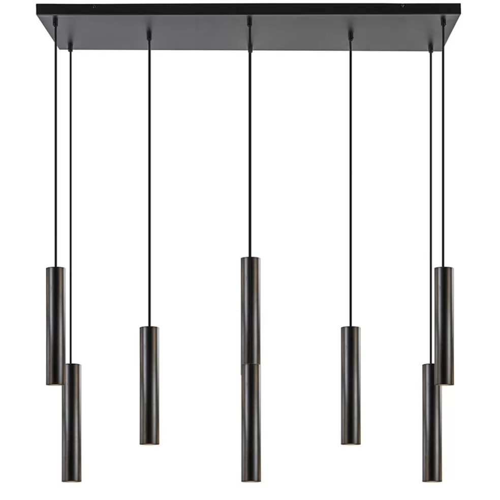 Discount Straluma 8-Lichts metalen hanglamp cilinders mat zwart