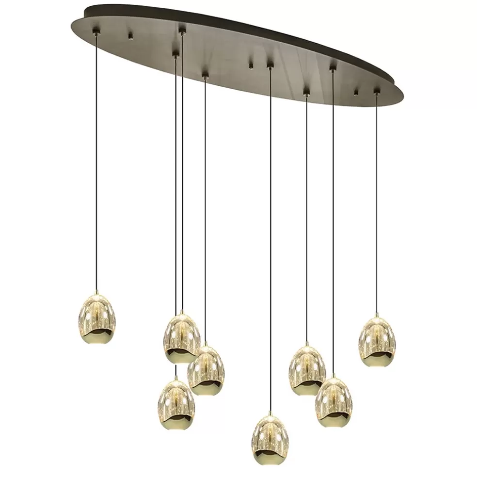 Discount Straluma 8-Lichts ovale hanglamp eggs zwart/goud