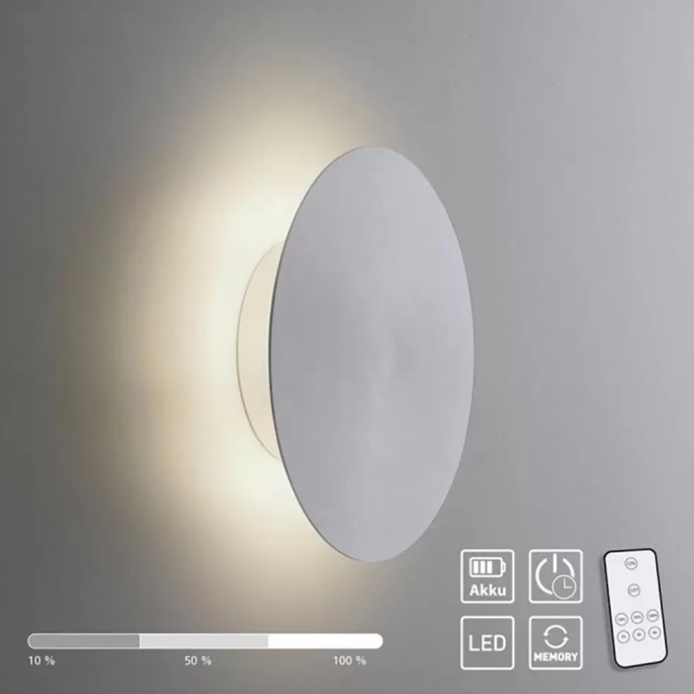 Discount Straluma Aluminium LED wandlamp op accu 3-standen dimbaar