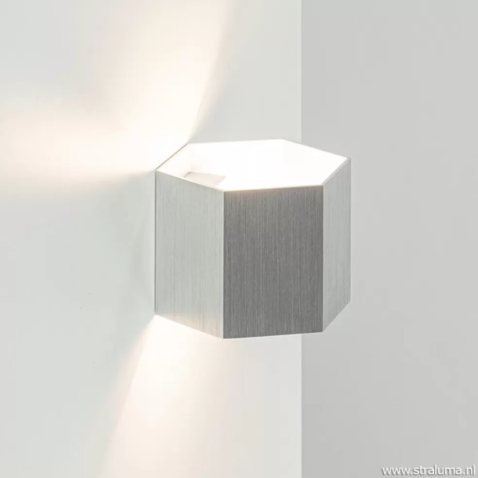 Hot Straluma Aluminium wandlamp 6-hoek up+down