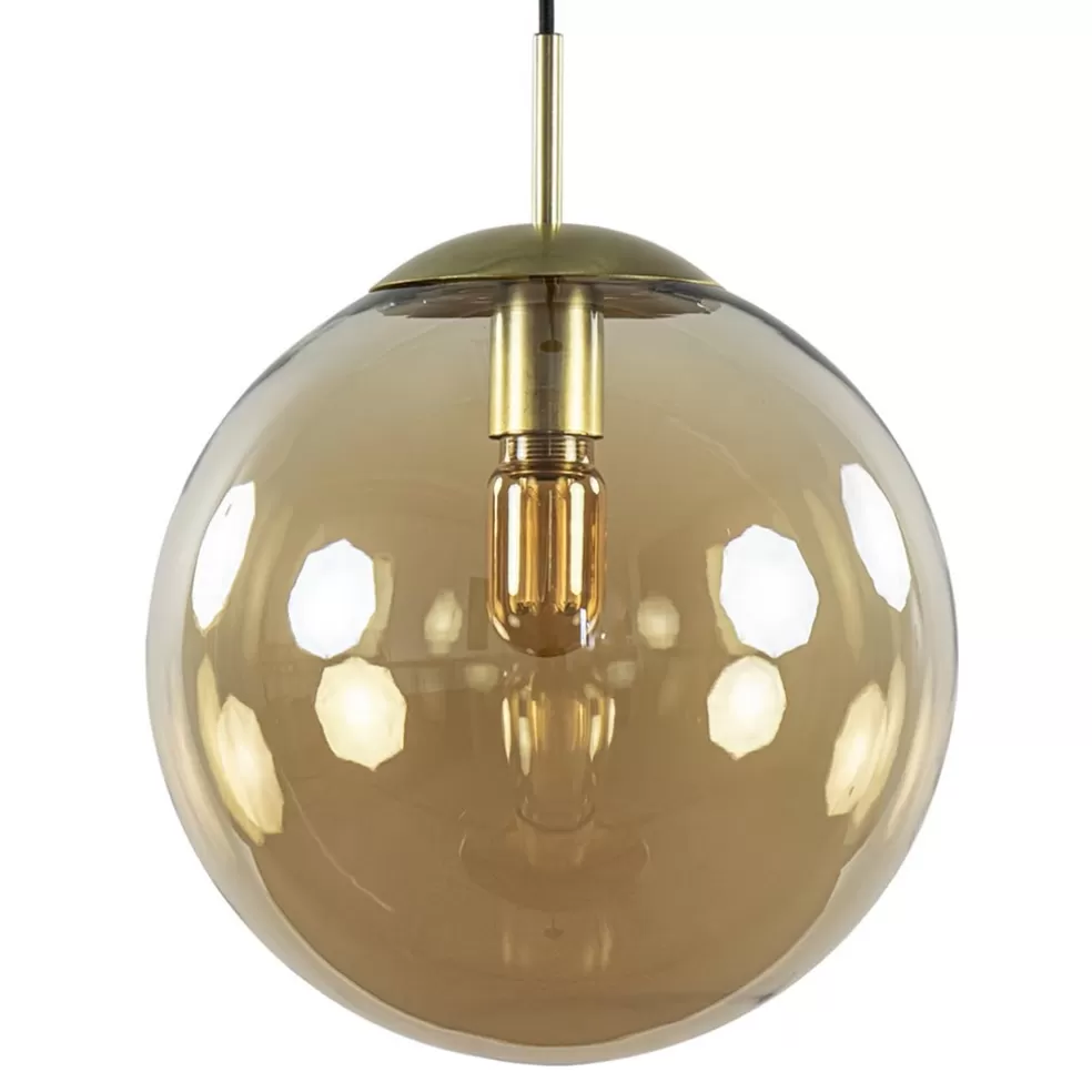 Online Straluma Amber glazen hanglamp 30 cm met messing en zwart