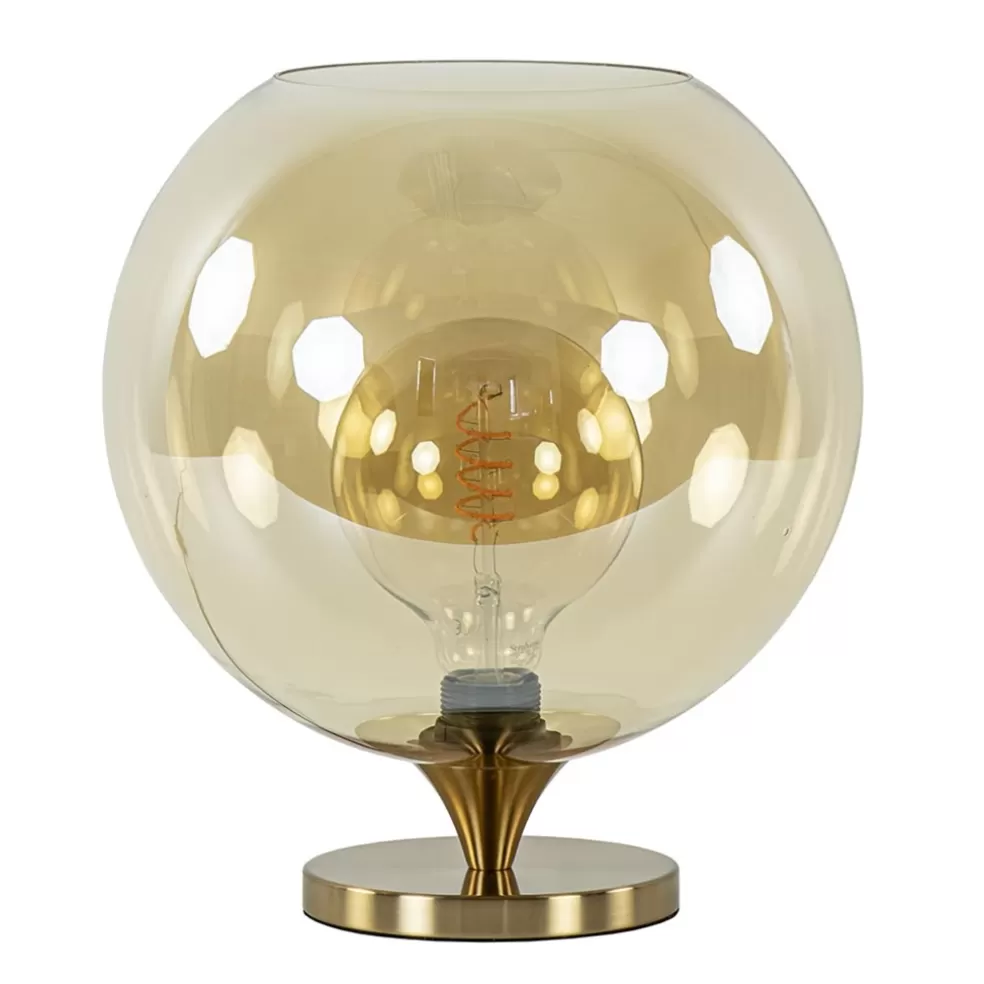 Flash Sale Straluma Amber glazen tafellamp met gouden voet