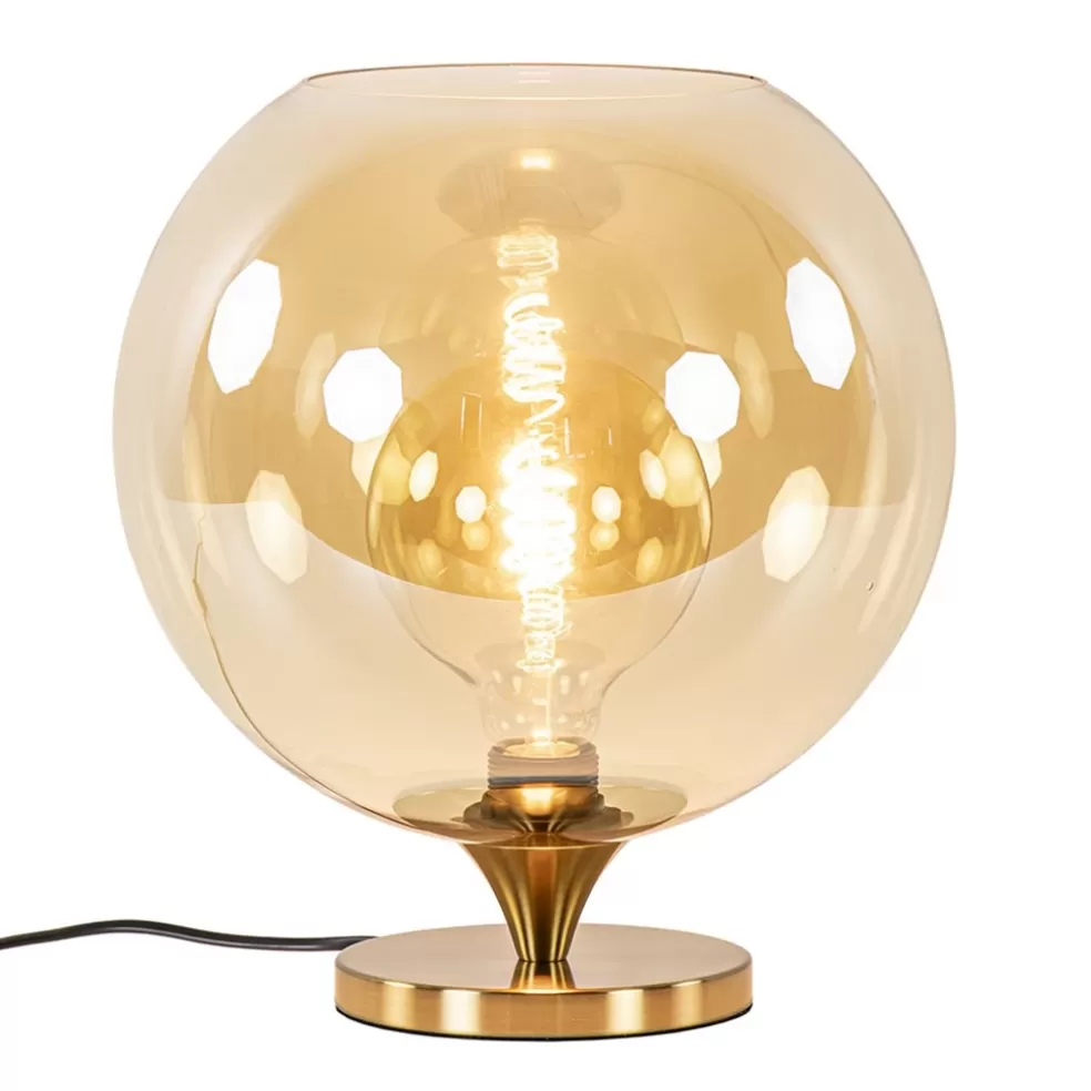 Flash Sale Straluma Amber glazen tafellamp met gouden voet