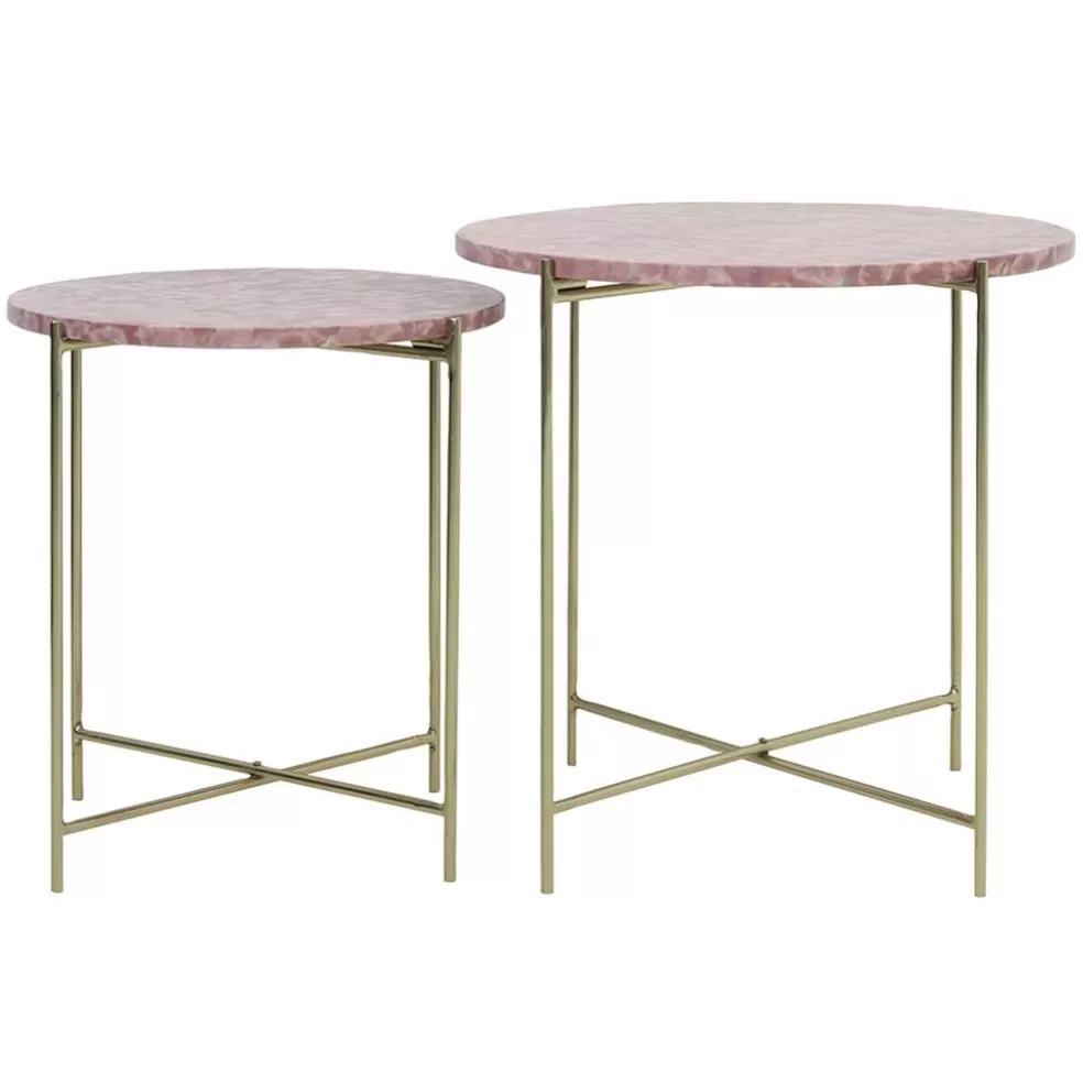 Shop Straluma Bijzettafel Delon set van 2 marrmer roze/goud