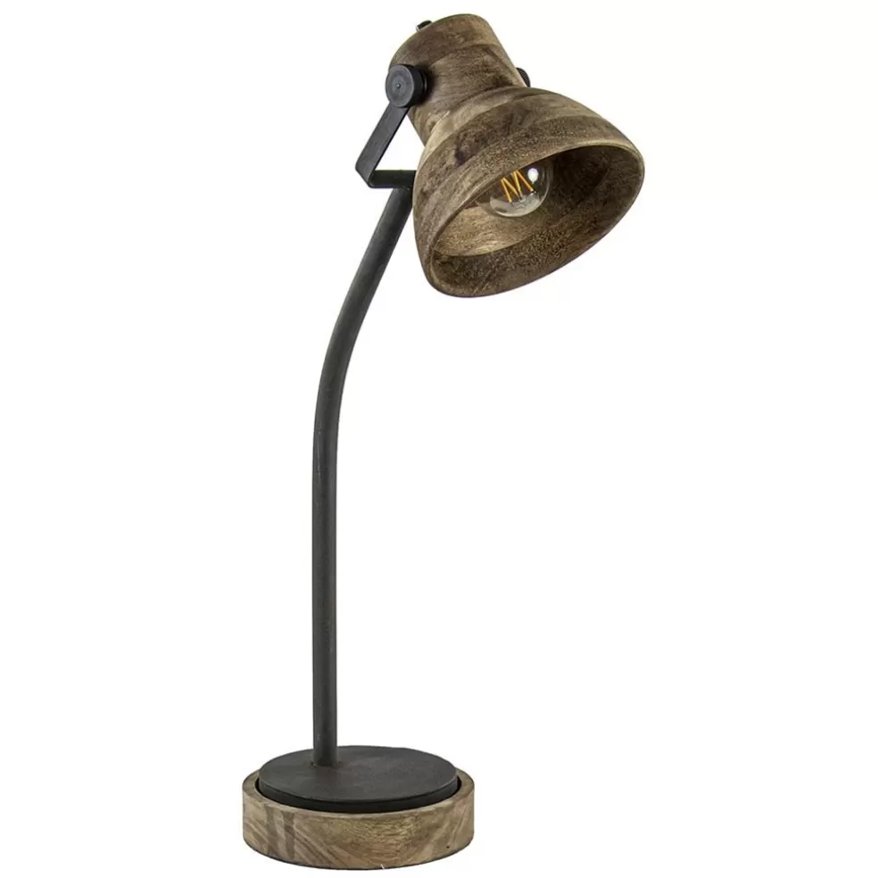 Hot Straluma Bureaulamp Imbert mat zwart metaal met hout