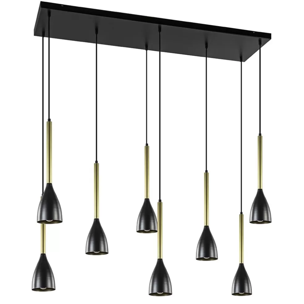 Best Sale Straluma Chique 8-lichts hanglamp zwart met goud