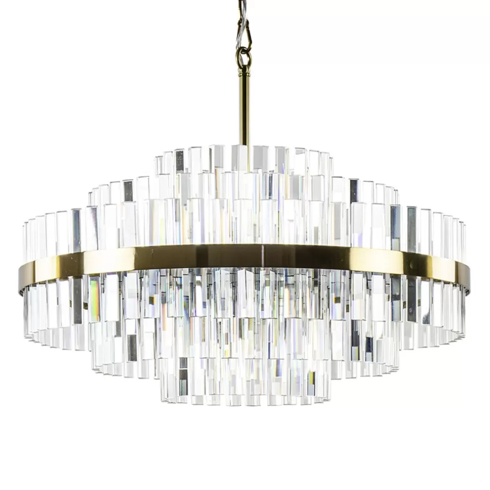 Cheap Straluma Chique hanglamp brushed brass met helder kristal