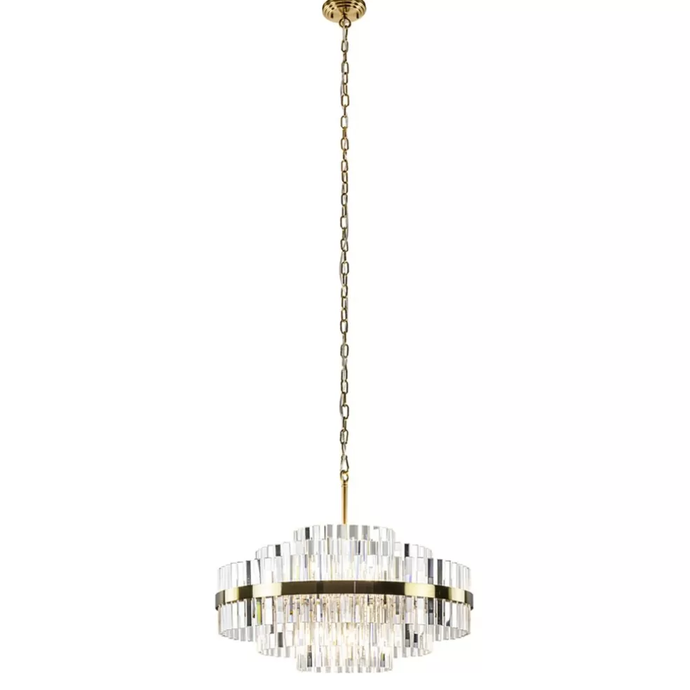 Cheap Straluma Chique hanglamp brushed brass met helder kristal