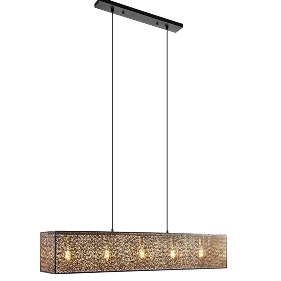 Clearance Straluma Chique hanglamp langwerpige balk 5-lichts zwart/goud