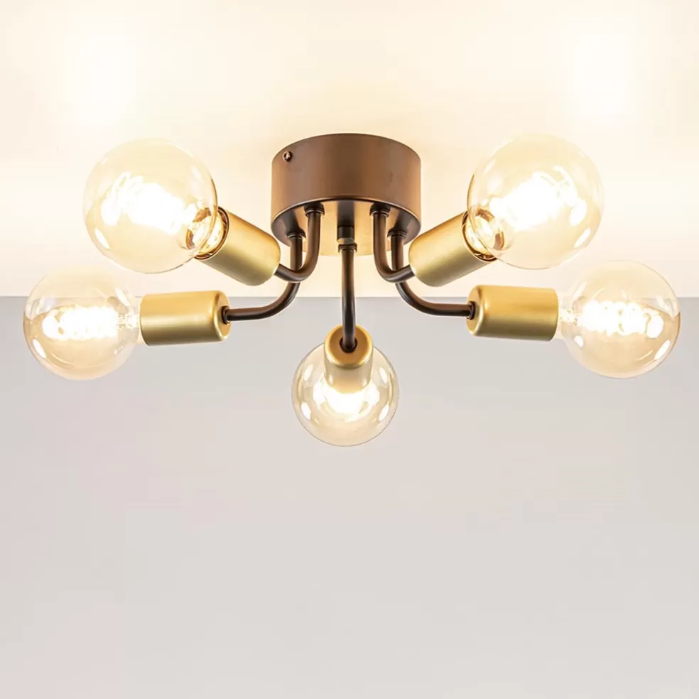 Outlet Straluma Chique plafondlamp mat zwart met goud