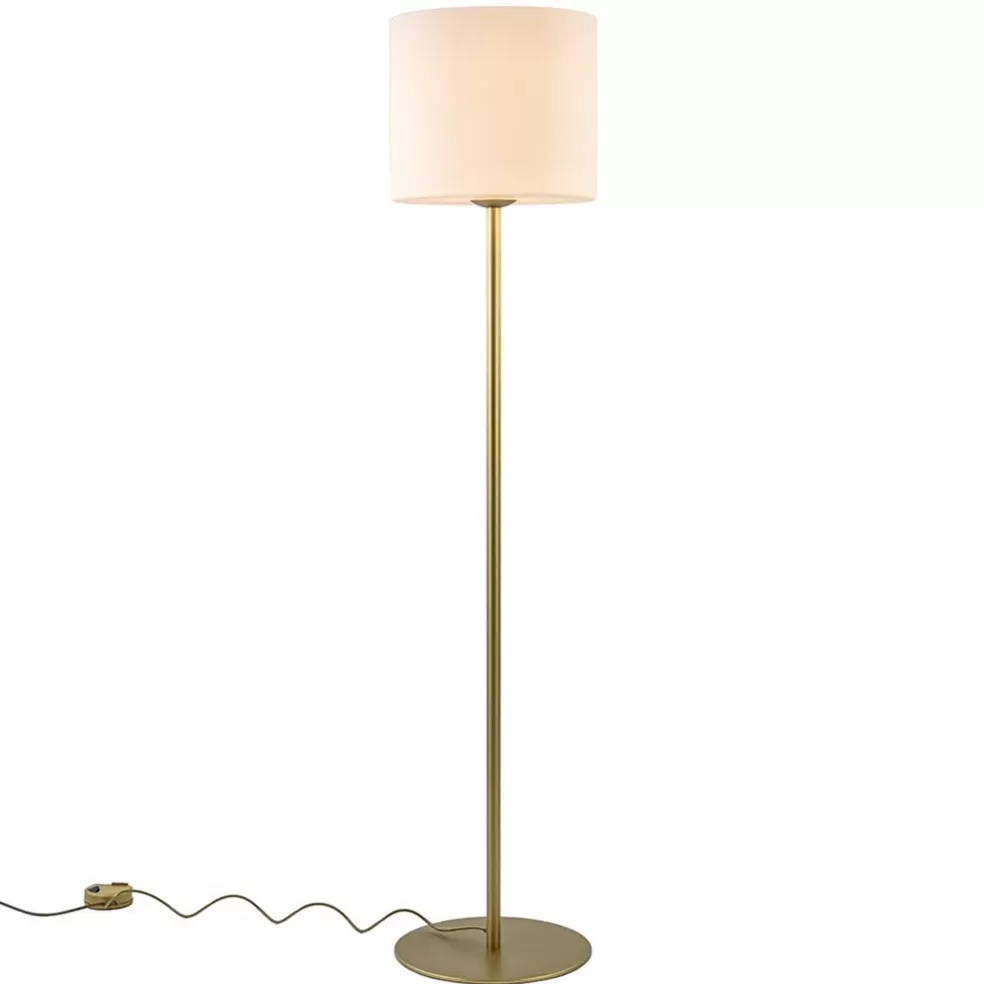 Discount Straluma Chique vloerlamp mat goud met mat witte glazen kap