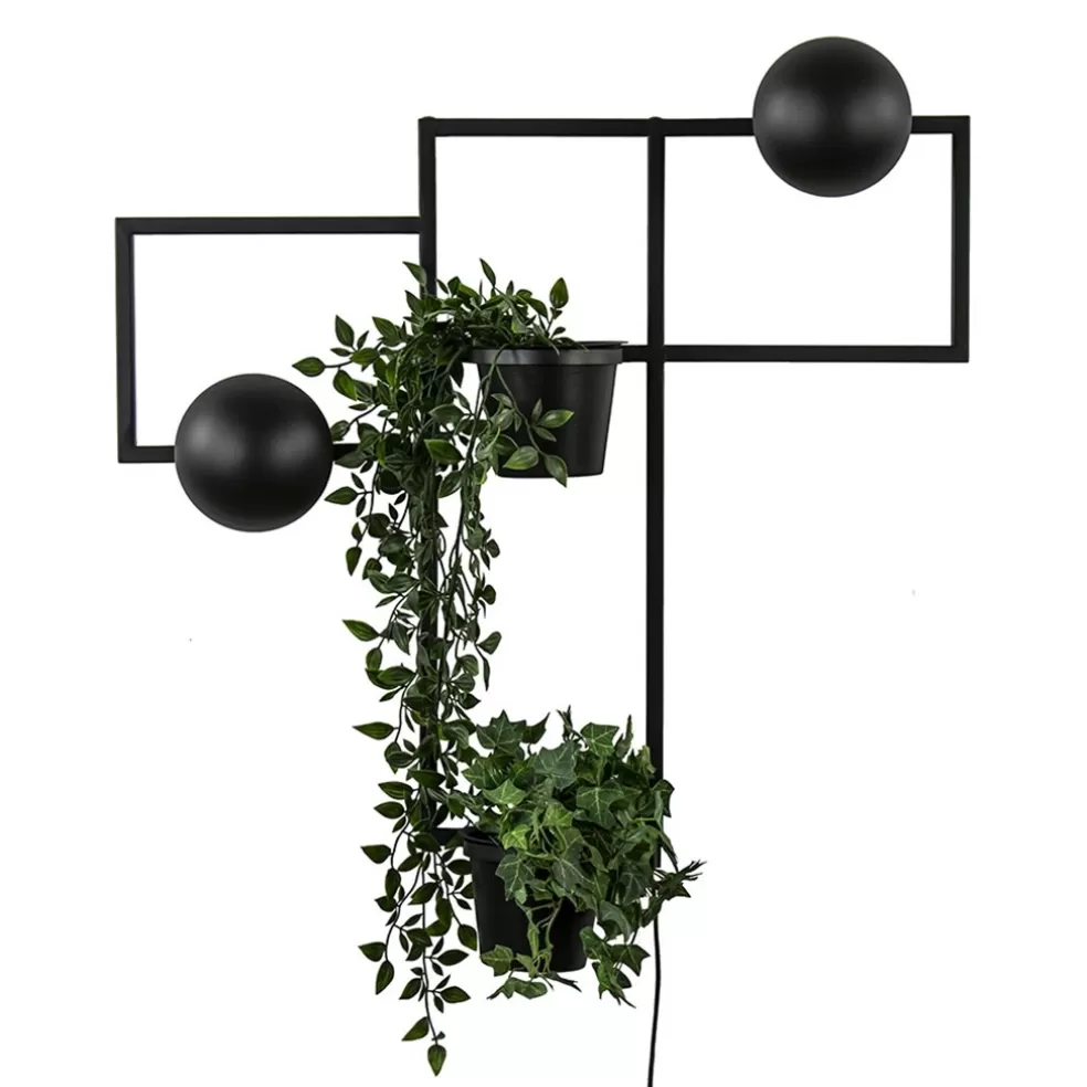 Sale Straluma Decoratieve wandlamp zwart met 2 plantenpotten