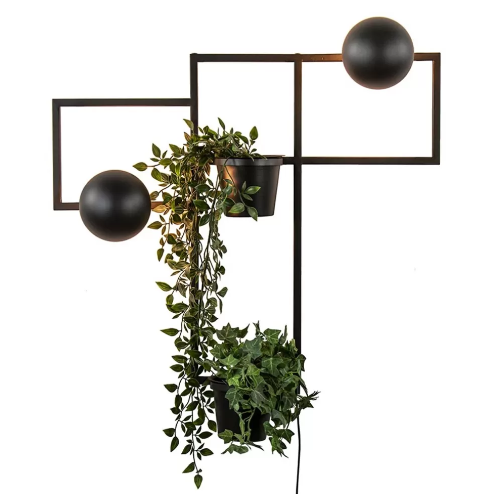 Sale Straluma Decoratieve wandlamp zwart met 2 plantenpotten