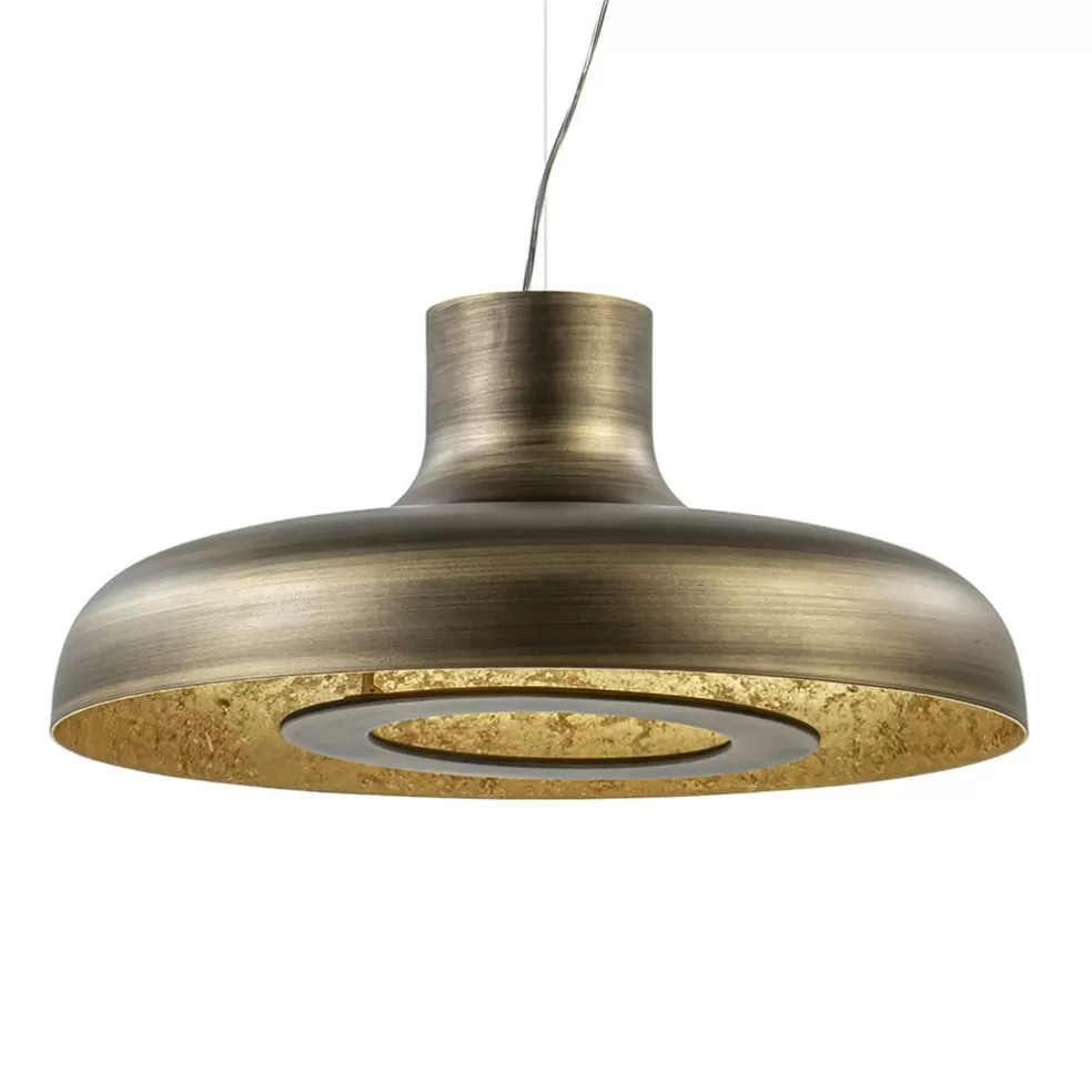 Discount Straluma Design LED hanglamp koepel brushed brons met goldleaf