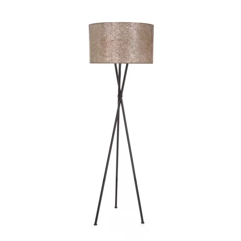 Best Sale Straluma Driepoot schelpen vloerlamp zwart met bruin en goud