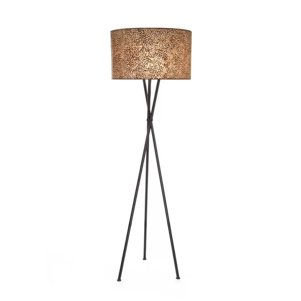 Best Sale Straluma Driepoot schelpen vloerlamp zwart met bruin en goud