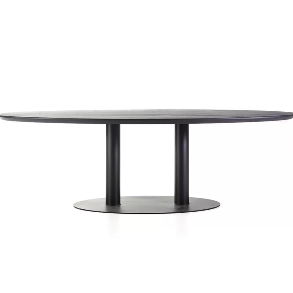 Cheap Straluma Eettafel ovaal zwart eiken met metalen poot 300x120 cm